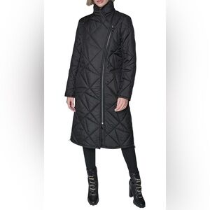 Karl Lagerfeld Black Quilted Trench Coat